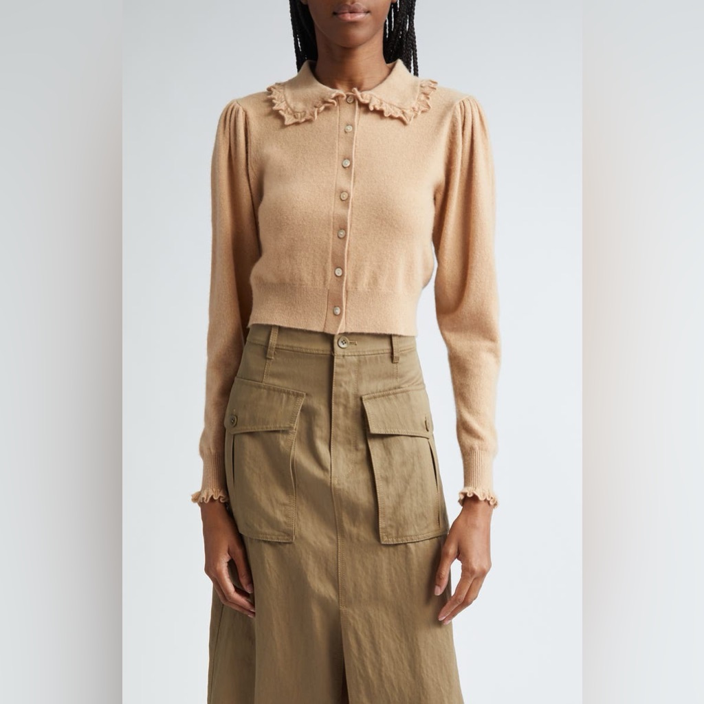 Nwt $490 Ulla Johnson Kalila Frill Collar Cashmere Cardigan
